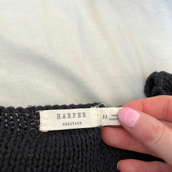 Francesca’s Collections Harper Heritage Black Braided Sweater - Picture 2 of 6